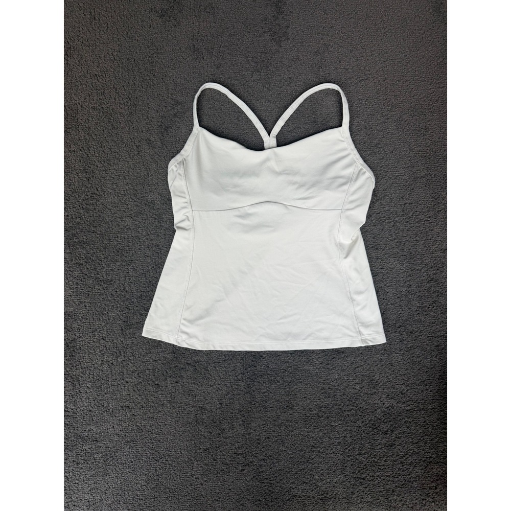 Athleta White Racerback Tank Top with Built-in Shelf Bra Size M